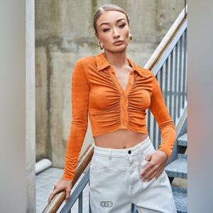 Orange 🍊 crop  Ruffled top